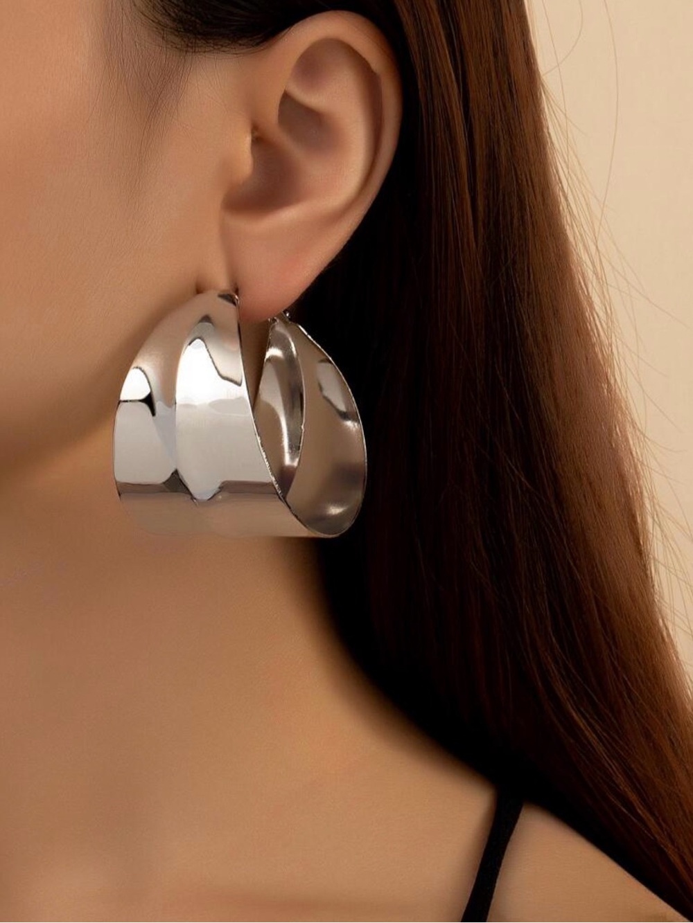 & Other Stories Sculptural Silver Twist Hoop Earrings